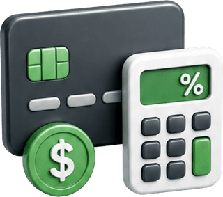 Debit card and calculator representing Accrew net interchange revenue