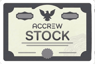 Accrew stock certificate representing Accrew Shares issued to members