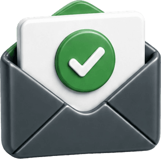 Envelope with a green check mark representing a successful Accrew member invite