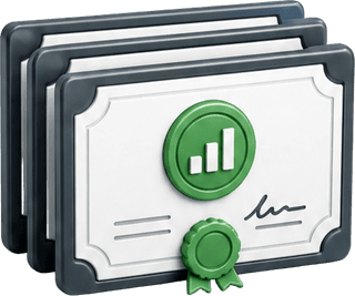 Stack of share certificates representing total Accrew shares issued each month
